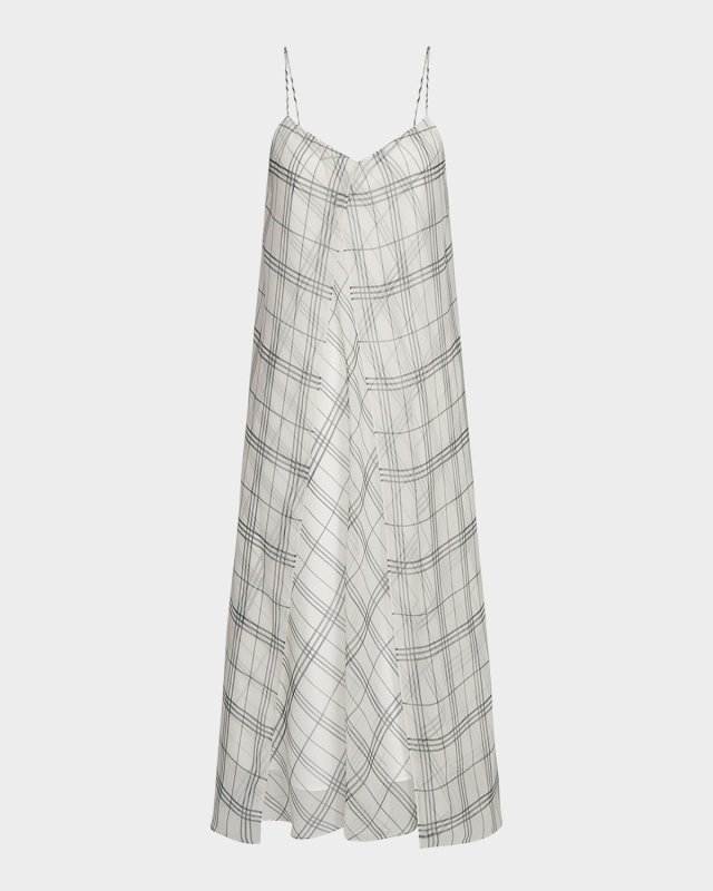Sleeveless Sheer Plaid Midi Dress